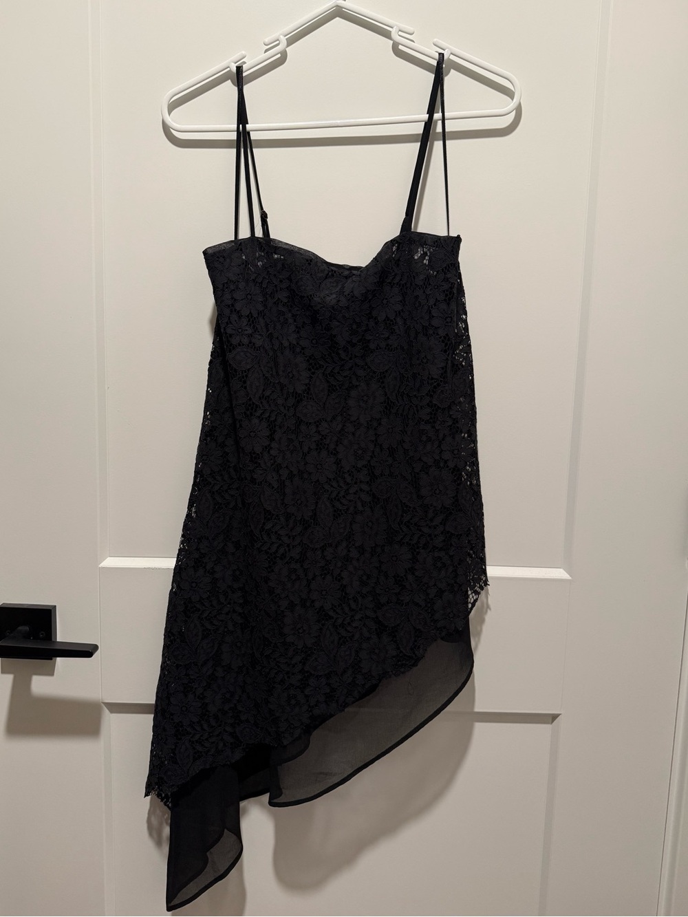 Zara Black Lace Asymmetric Slip Dress